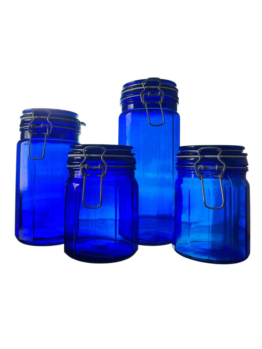 Vintage Cobalt Blue Glass Canisters